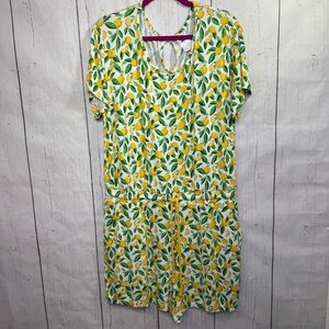 Alex Lemonade Stand Lemon Print Romper Cottagecore Summer Picnic Fresh Vibes